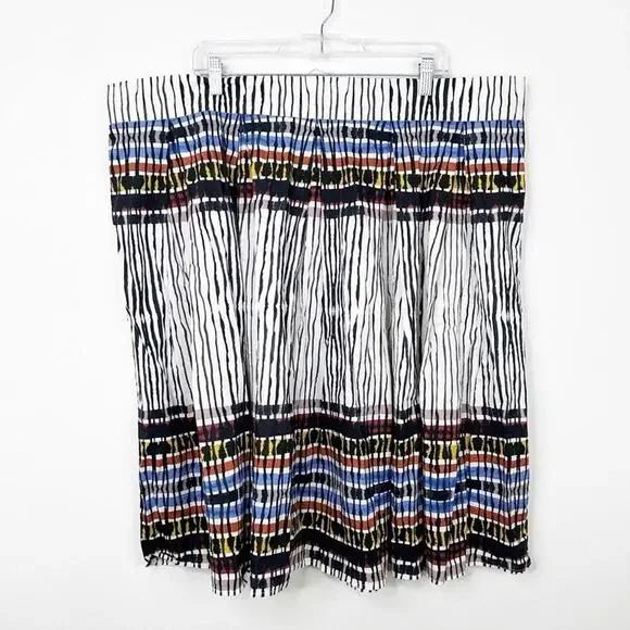 ELOQUII | Multicolored Striped Two Pockets Midi Length Skirt Sz. 24 Plus Size - Picture 3 of 3